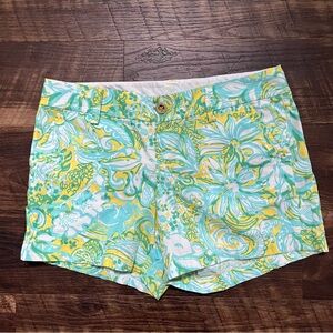 Lilly Pulitzer Callahan blue green floral bright Hawaiian resort shorts size 6